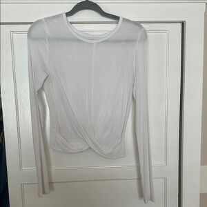 ALO Yoga Cream Asymmetrical Long Sleeve Blouse